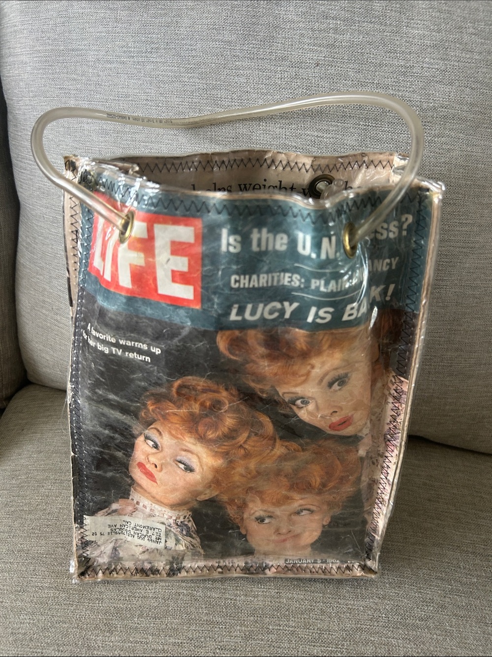 January 5, 1962 Life Magazine Handmade Tote Bag Lucy Is Back